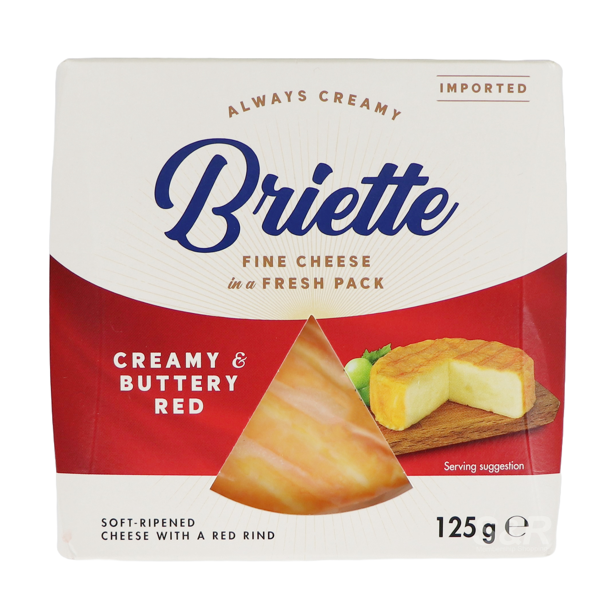 Briette Creamy And Buttery Red Soft-Ripened Cheese with A Red Pind 125g Briette Creamy And Buttery Red Soft-Ripened Cheese with A Red Pind 125g
